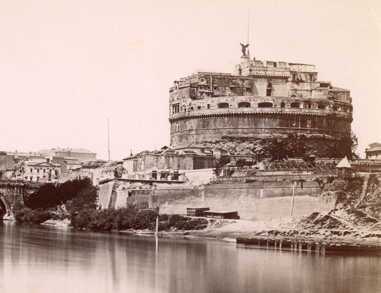 Vintage albumen print 1870-1880 / Italy /244 ROME – Castel S Angelo/ 20x25 cm