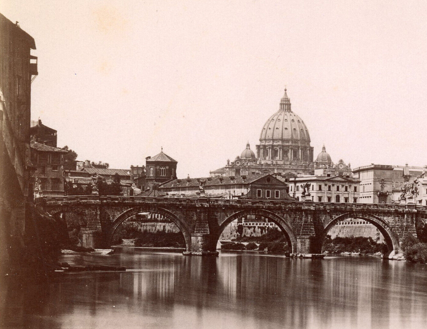 Vintage albumen print 1870-1880 / Italy /244 ROME – Castel S Angelo/ 20x25 cm