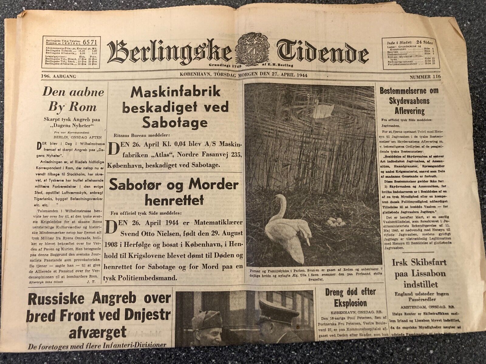 17x Pcs Danish WWII World War 2 Newspaper Lot - 1944 - Some D-Day Normandy News