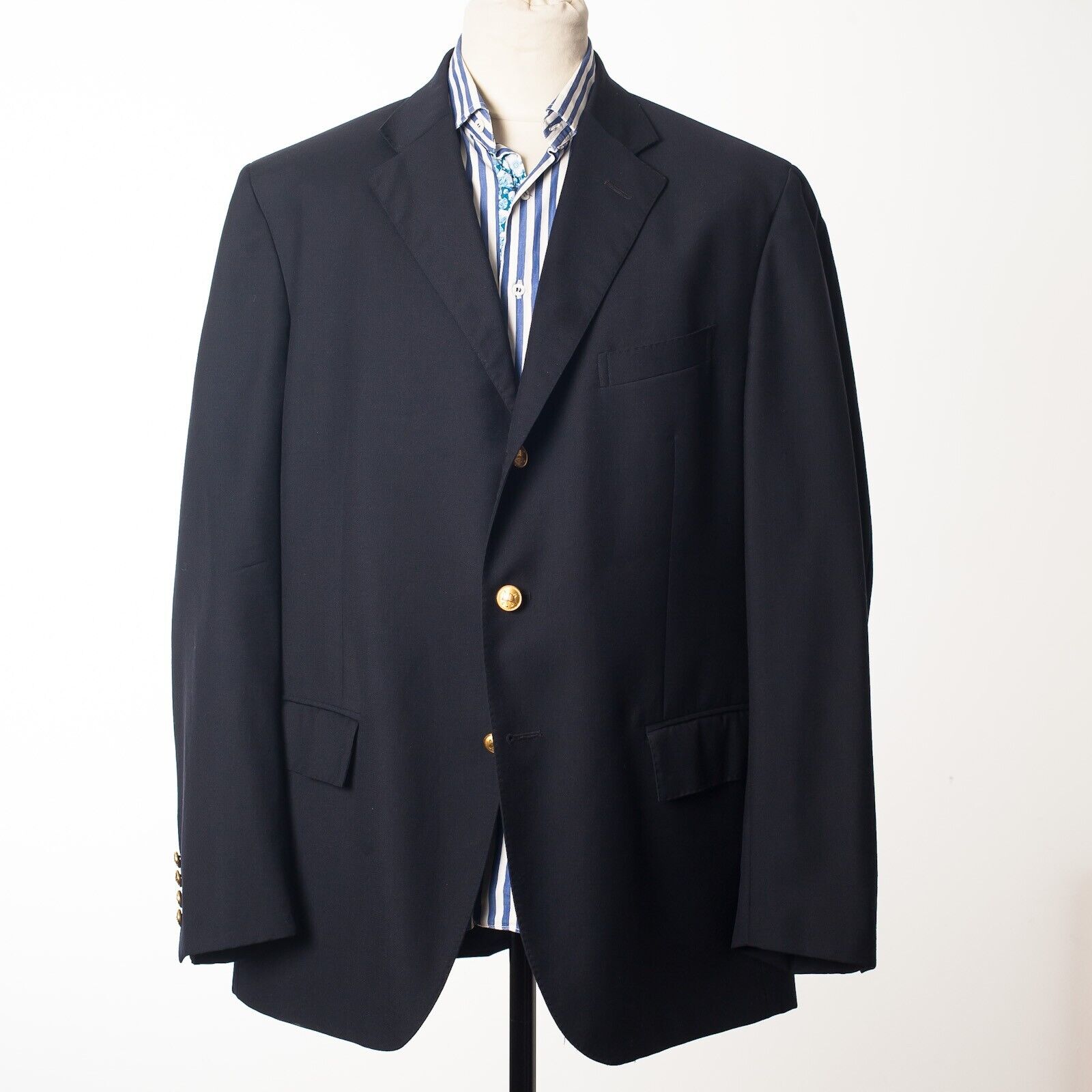 POLO RALPH LAUREN Boston Blue Wool Sport Coat Blazer Italy Made US46 EU56