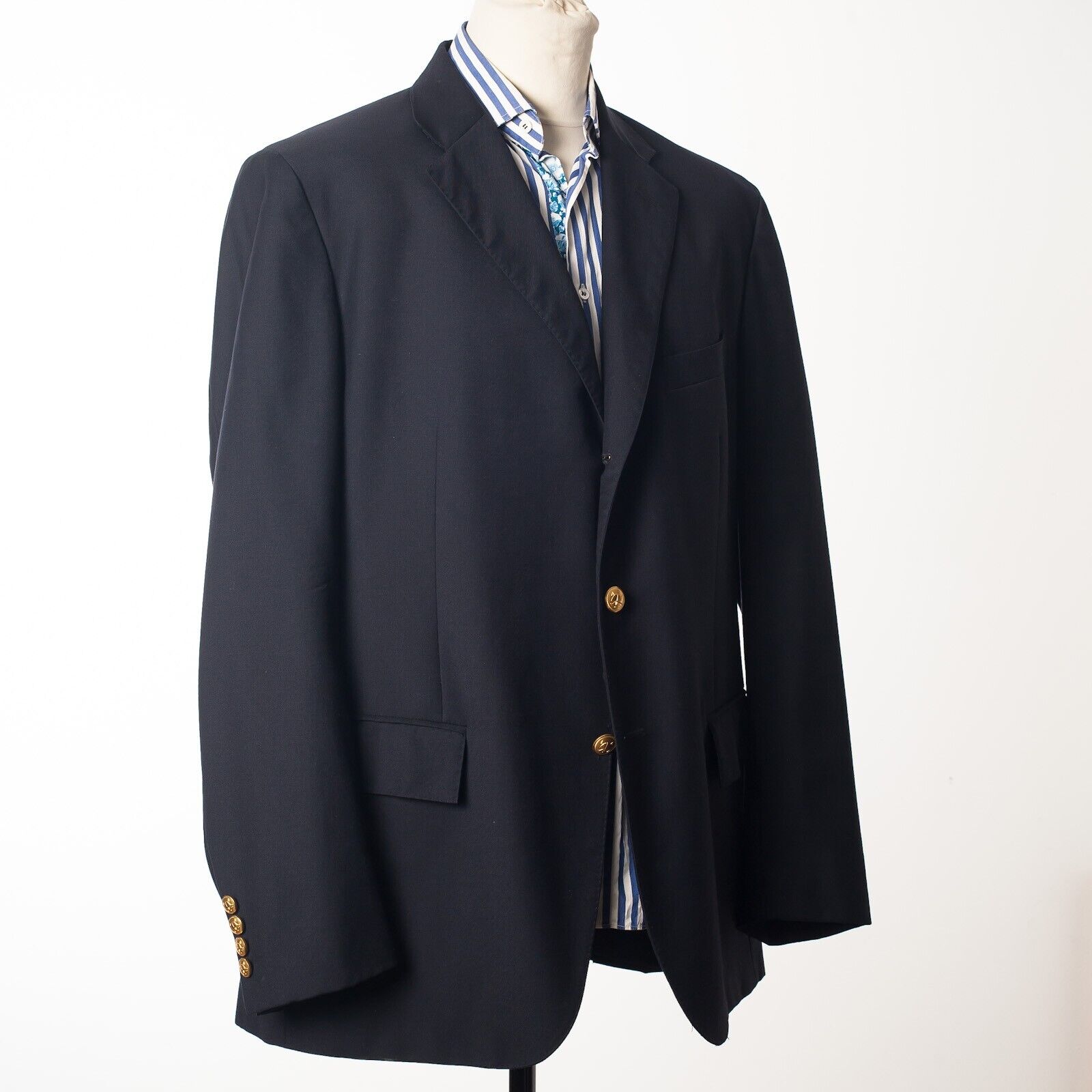 POLO RALPH LAUREN Boston Blue Wool Sport Coat Blazer Italy Made US46 EU56