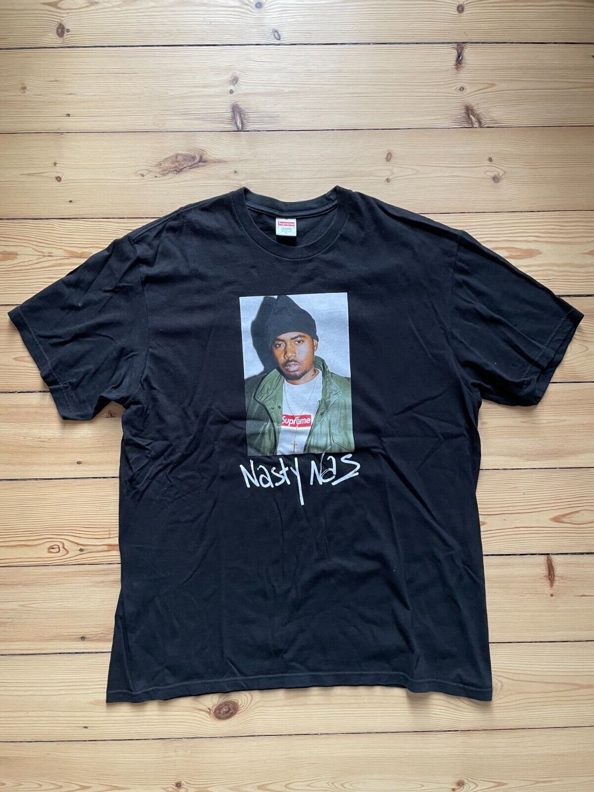 Supreme FW 17 Nasty Nas T-shirt Photo Box logo Tee Black Size XL