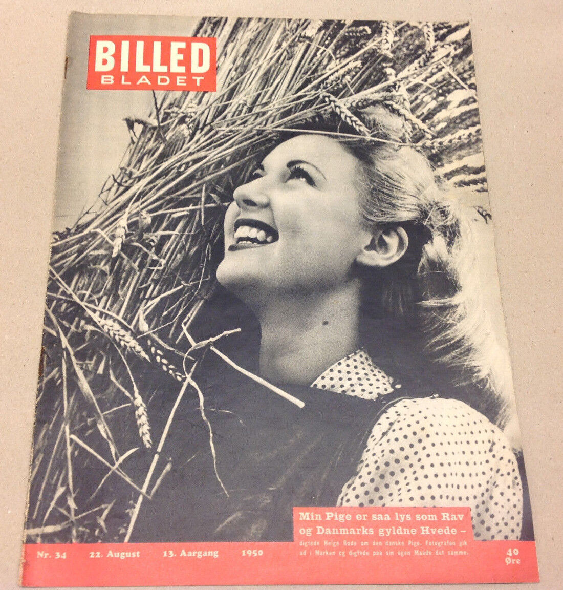 VIRGINIA MARTIN MODEL ON BACK COVER VINTAGE DANISH Magazine Billed-Bladet 1950