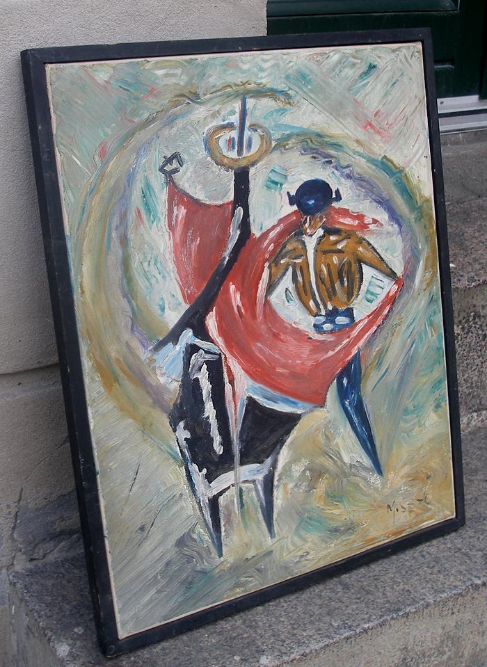 M Soto The Bullfighter Cubist Spanish oil Ca 1940s