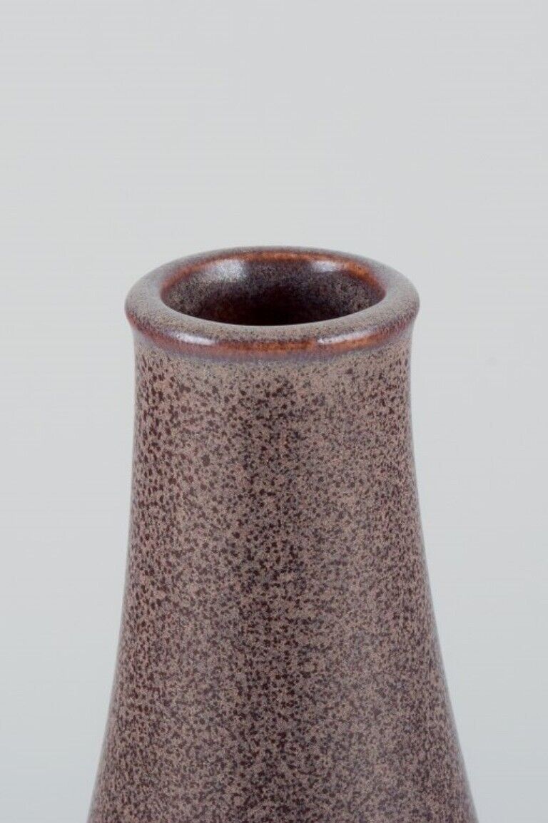 European studio ceramicist ceramic vase with speckled glaze in brown tones