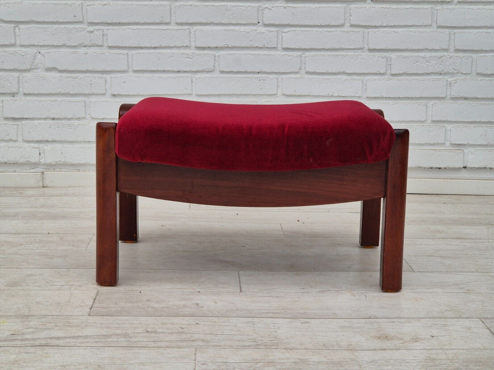 1950s Danish armchair with footstool furniture velour ash wood