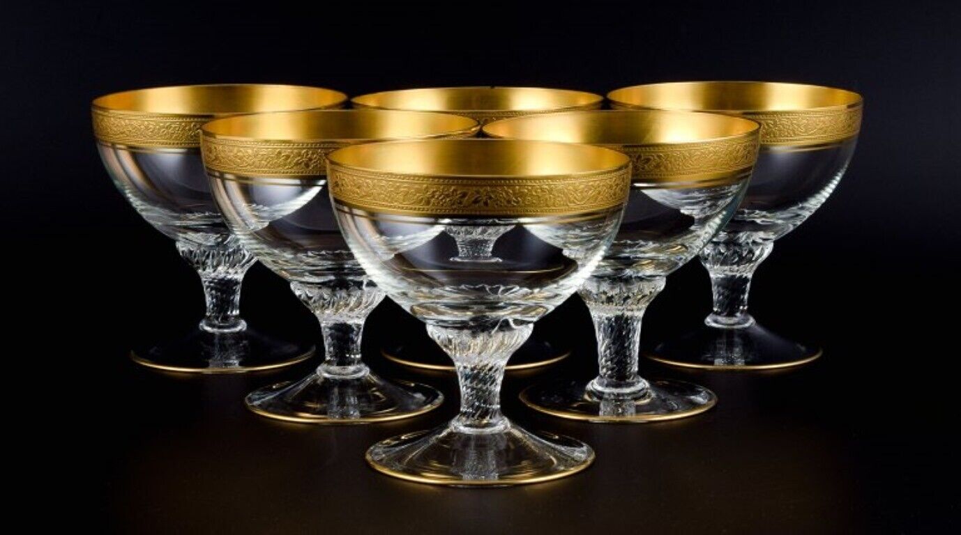 Rimpler Kristall Zwiesel Germany Six mouth-blown crystal champagne glasses