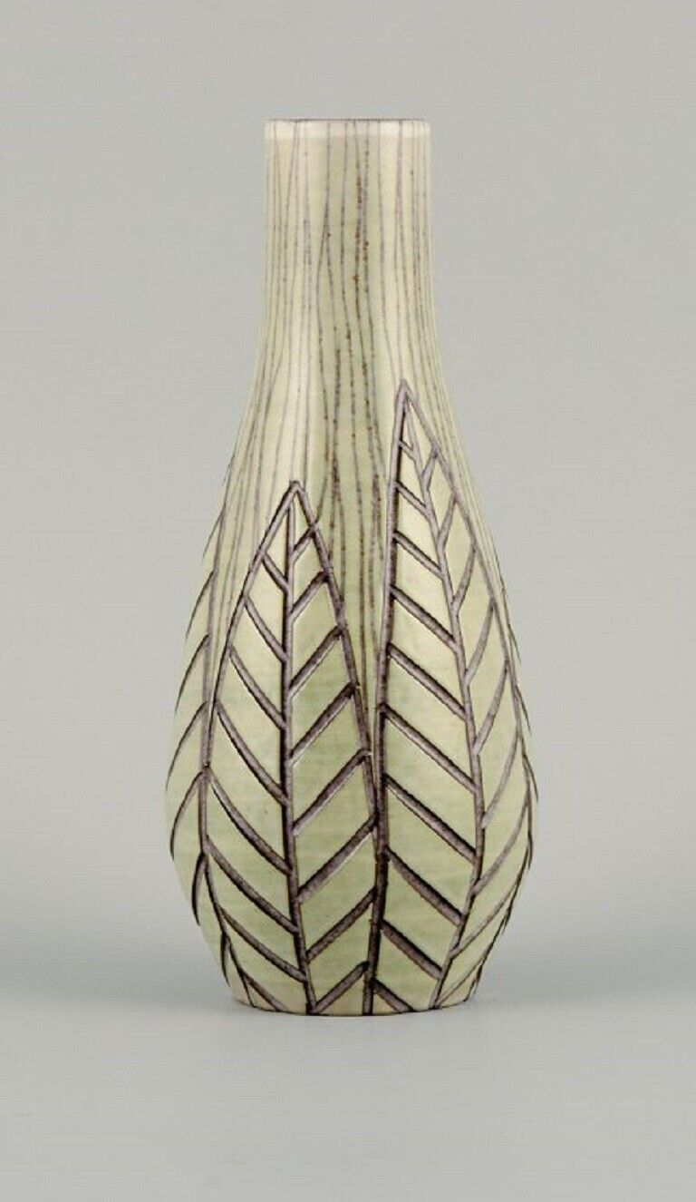 Mari Simmulson for Upsala Ekeby "Rhodes" ceramic vase with leaves in relief