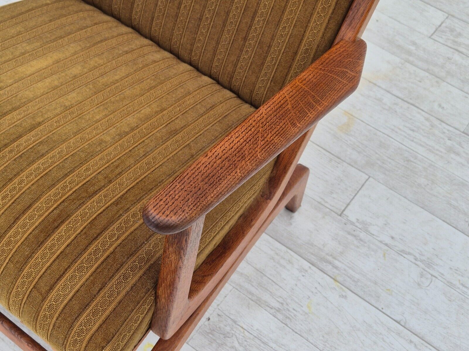 1960s Danish design oak wood rocking chair with footstool furniture wool