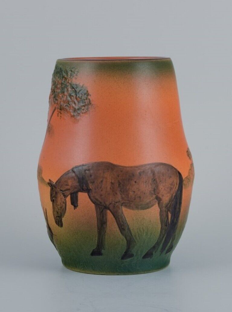 Ipsen's Denmark Vase with horse and hare Design J Resen Steenstrup 1909