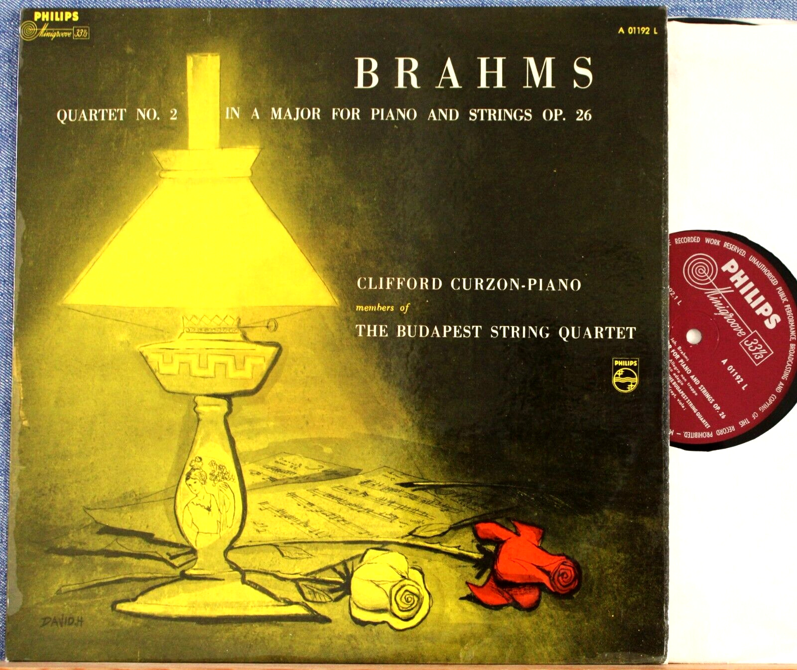 Curzon; Budapest SQ Brahms (Piano quartet op 26) Philips A 01192 L NM