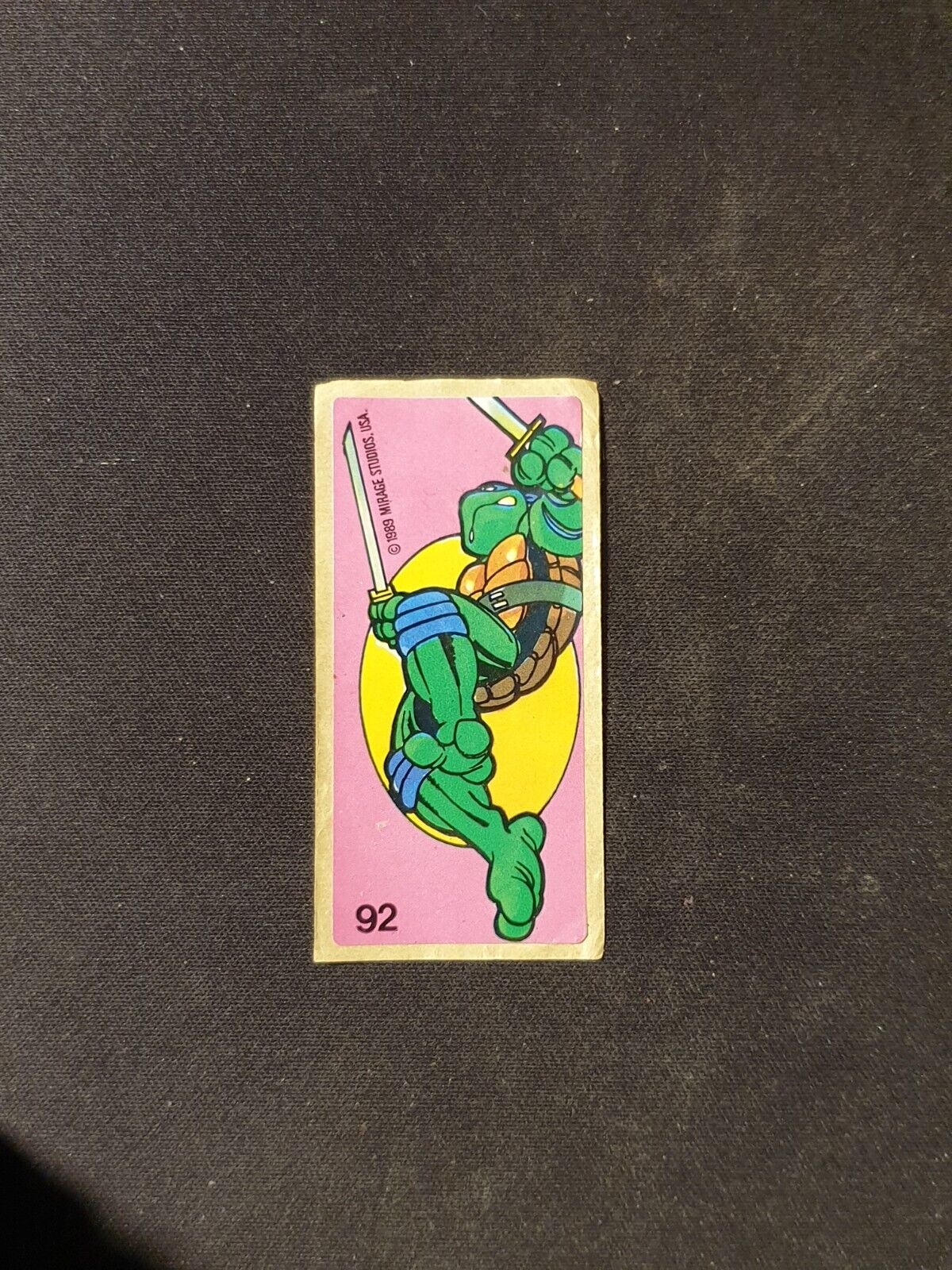 1989 TEENAGE MUTANT NINJA TURTLES Mirage Studios BUBBLE GUM Sticker No 92