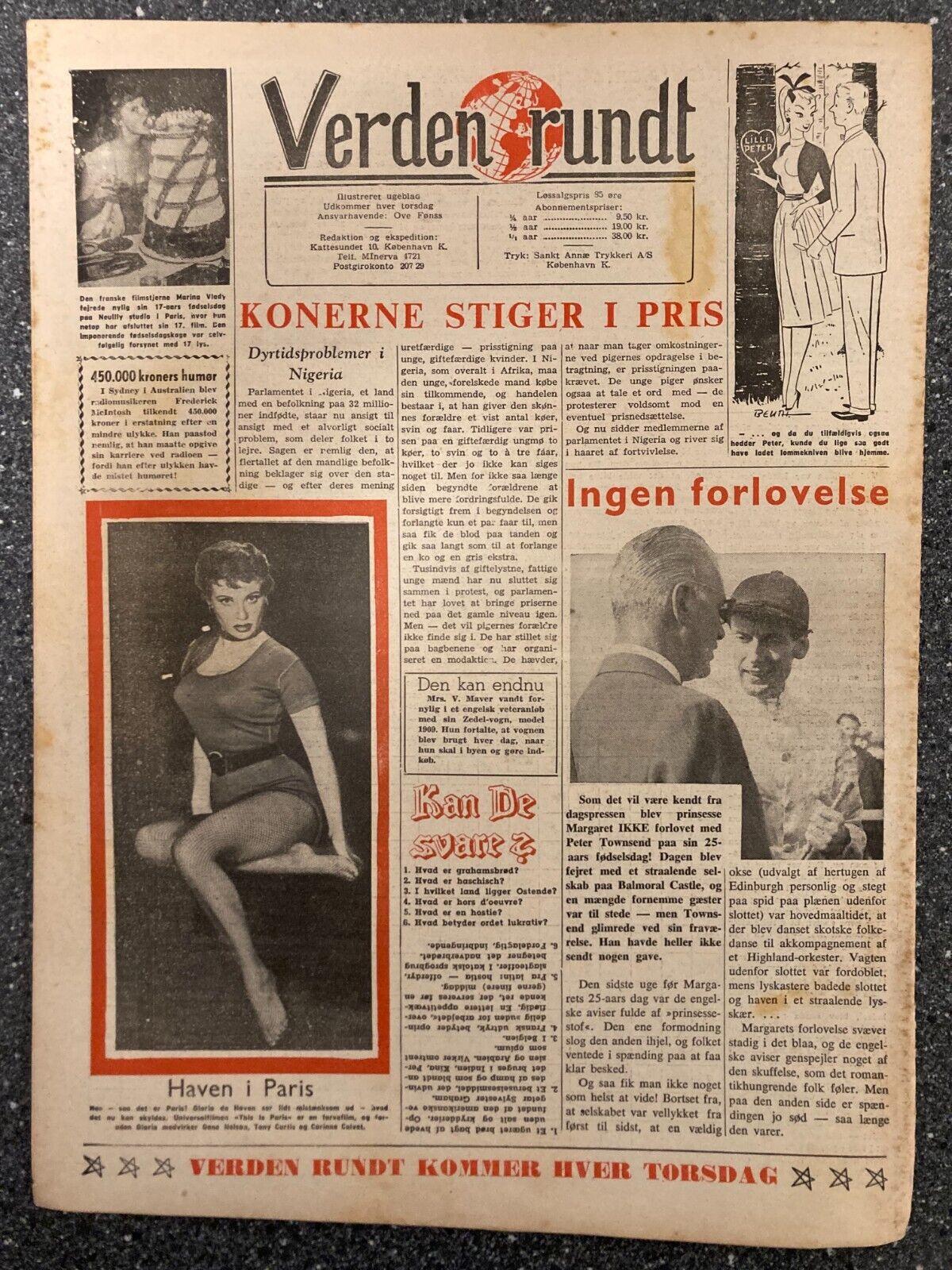 Marilyn Monroe + Francoise Arnoul VERY RARE Danish Magazine 1955 "Verden Rundt"