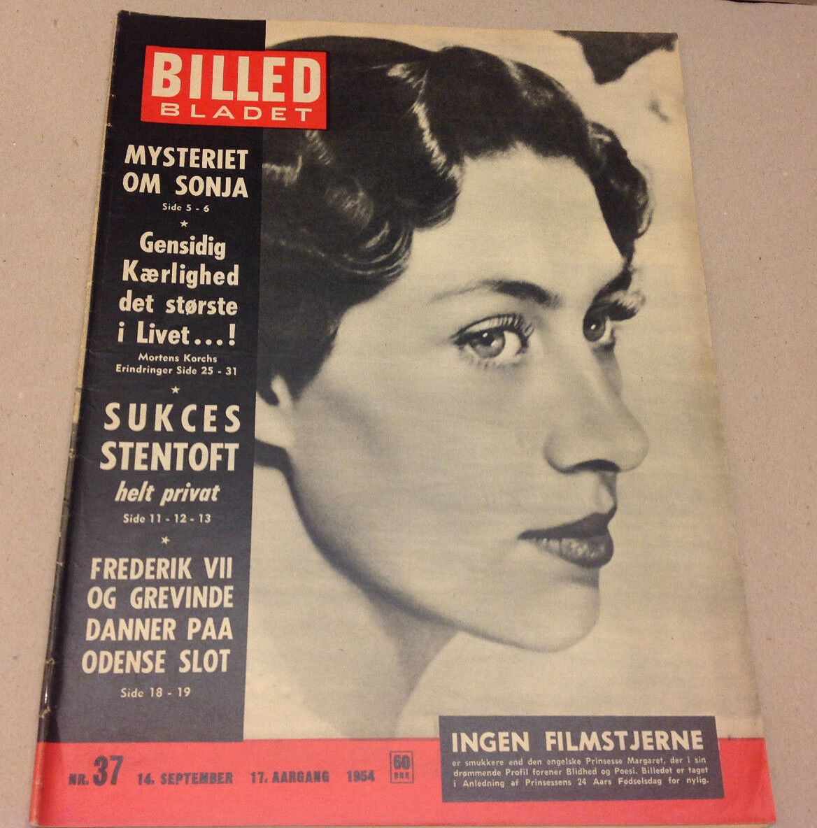 PRINCESS MARGARET OF ENGLAND FRONT COVER VTG DANISH Magazine Billed-Bladet 1954