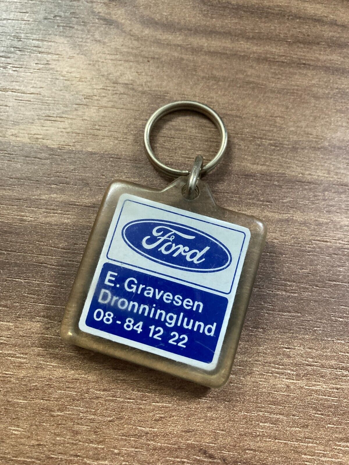 Vintage Ford Danish Plastic Keychain - Rare 1980s Car Dealership