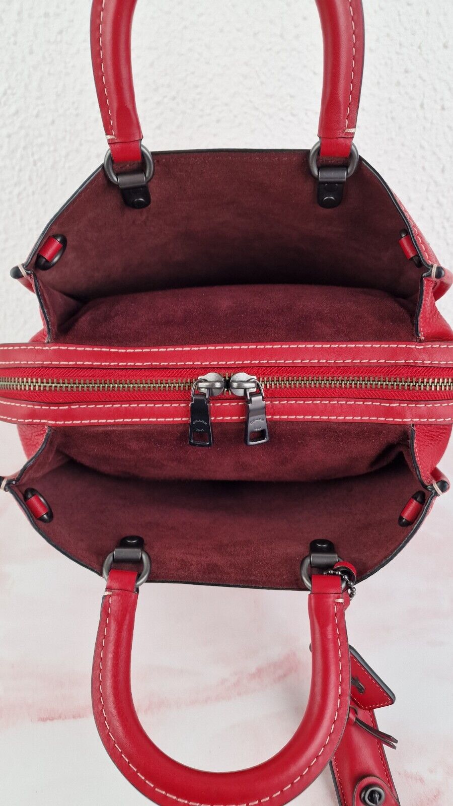 Coach Rogue 31 in 1941 Red Bag Handbag 38124 Pebbled Leather Suede