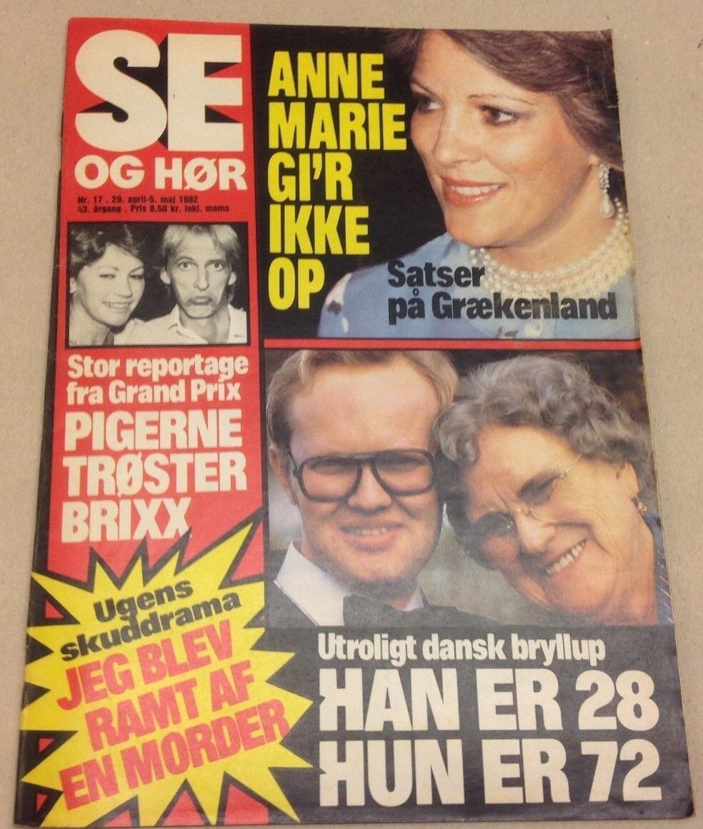 Queen Anne-Marie Greece Front Cover Vintage Danish Magazine 1982 "Se og Hoer"