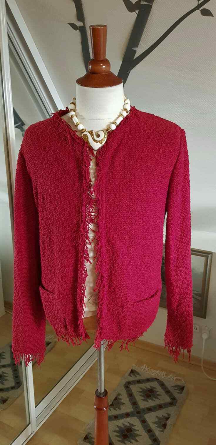 IRO Womens Sz 44 Shavani Red Knit Open Front