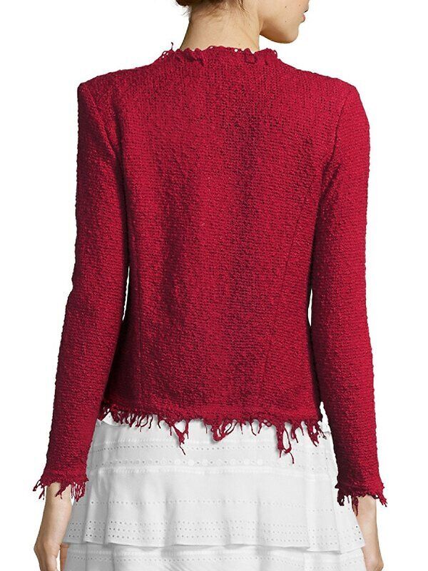 IRO Womens Sz 44 Shavani Red Knit Open Front