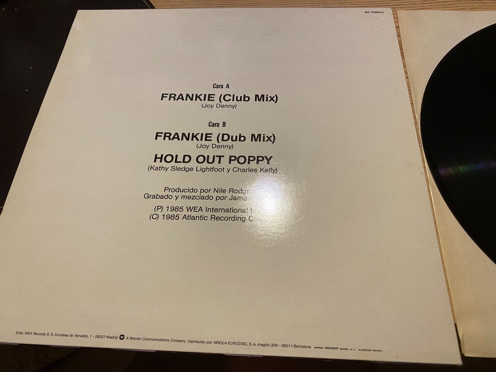 SISTER SLEDGE  "FRANKIE" CLUB MIX ATLANTIC RECORDS SPAIN 12" 1985 SGAE EXTENDED*