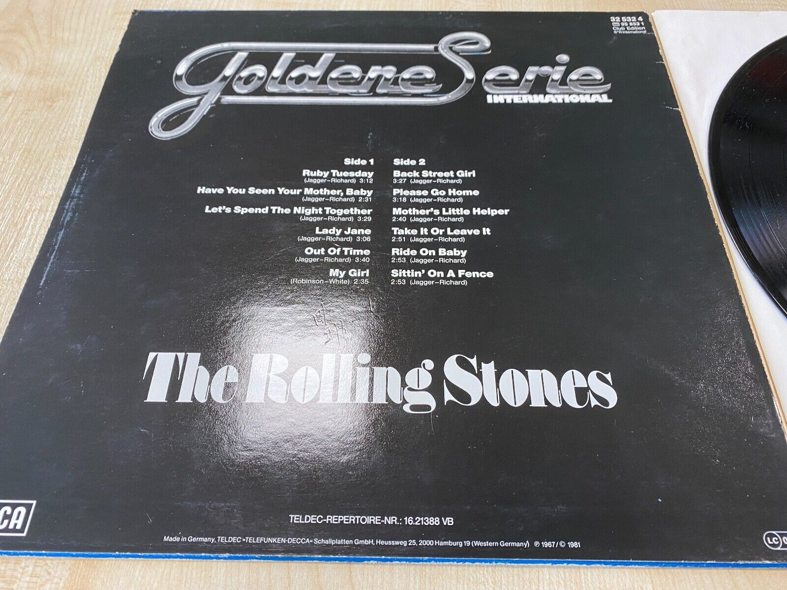 THE ROLLING STONES "GOLDENE SERIE " DECCA RECORDS 12" 1967/1981 CLUB EDITION LP*