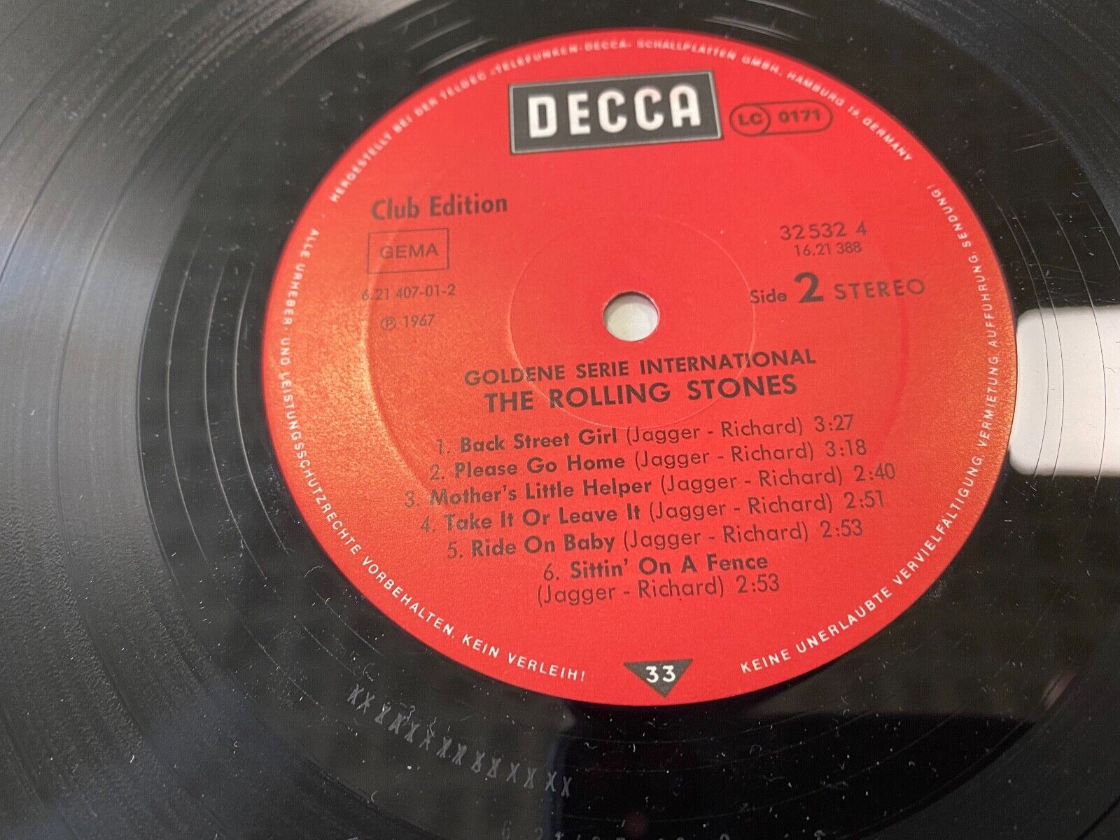 THE ROLLING STONES "GOLDENE SERIE " DECCA RECORDS 12" 1967/1981 CLUB EDITION LP*