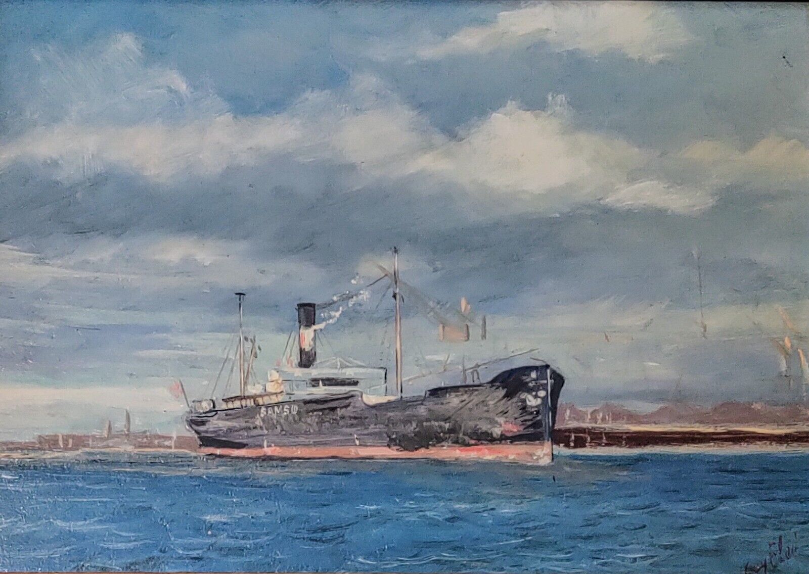 STEAMSHIP original oil painting low shipping!!!