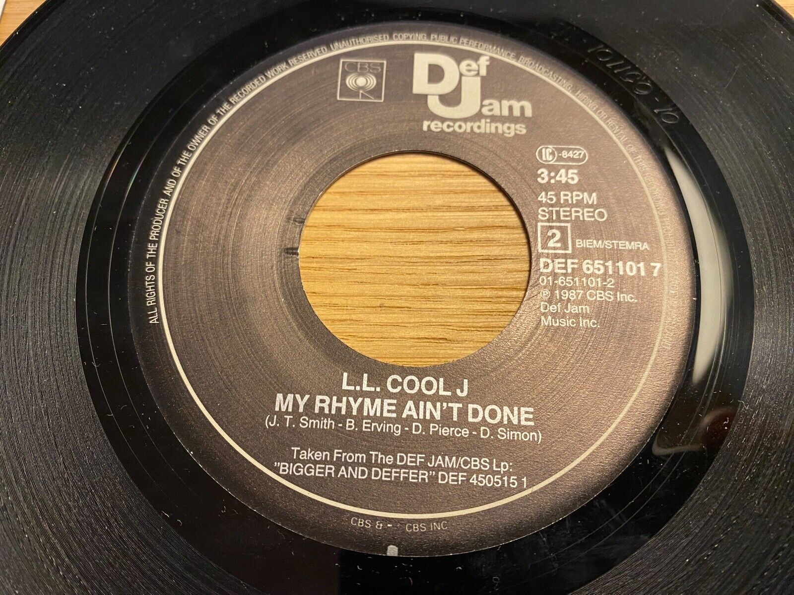 LLCOOL J "I NEED LOVE"  1987 7" VINYL SINGLE DEF JAM RECORDINGS  CBS HOLLAND*