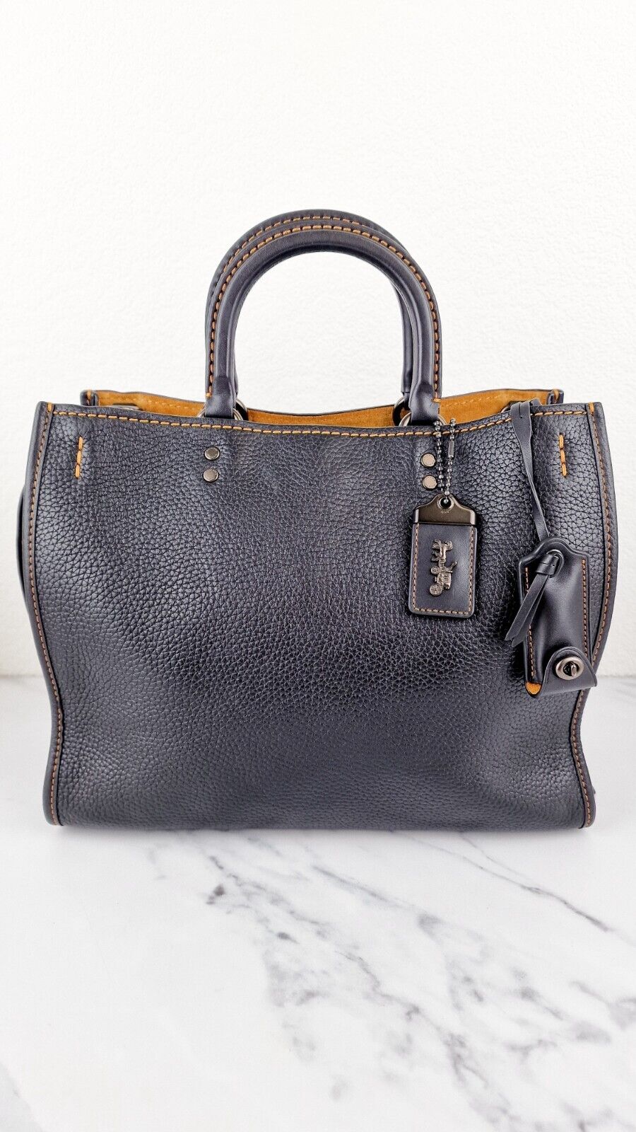 Coach 1941 Rogue 31 Bag in Black Pebble Leather Honey Suede Coach 38124