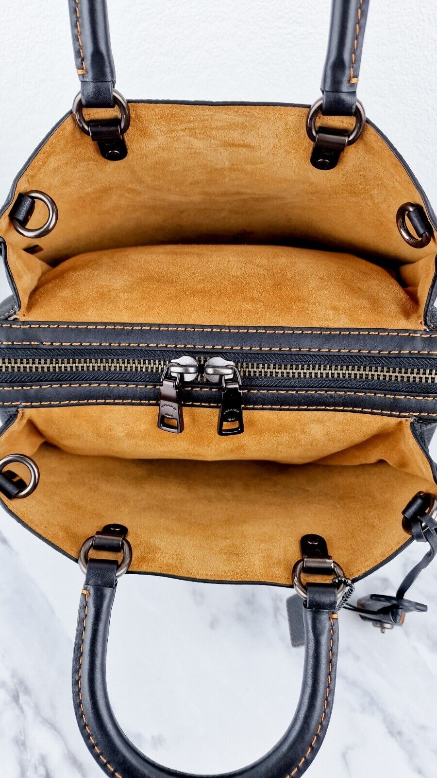 Coach 1941 Rogue 31 Bag in Black Pebble Leather Honey Suede Coach 38124