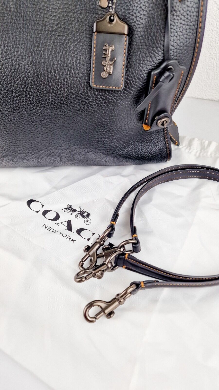 Coach 1941 Rogue 31 Bag in Black Pebble Leather Honey Suede Coach 38124