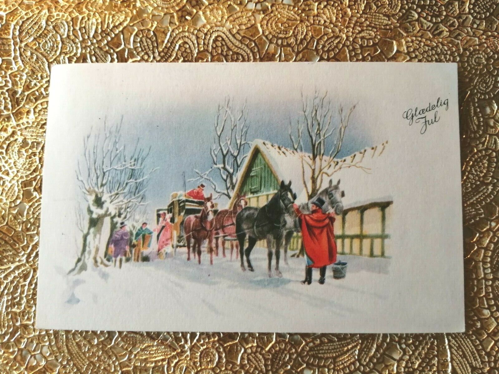 Vintage and collectible Danish Christmas card Posted in 1952 ( No 4 c )