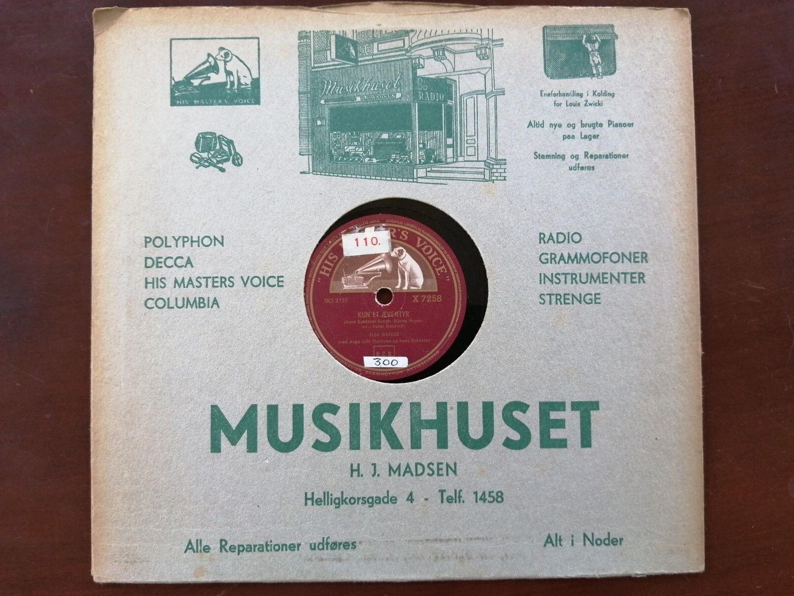 78 RPM  shellac ELSA SIGFUSS :Stemningsmelodi / Kun et æventyr HMV X 7258