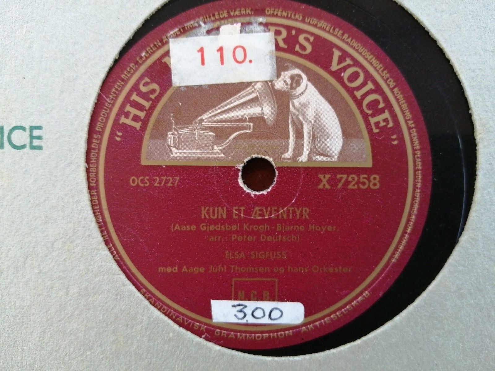 78 RPM  shellac ELSA SIGFUSS :Stemningsmelodi / Kun et æventyr HMV X 7258