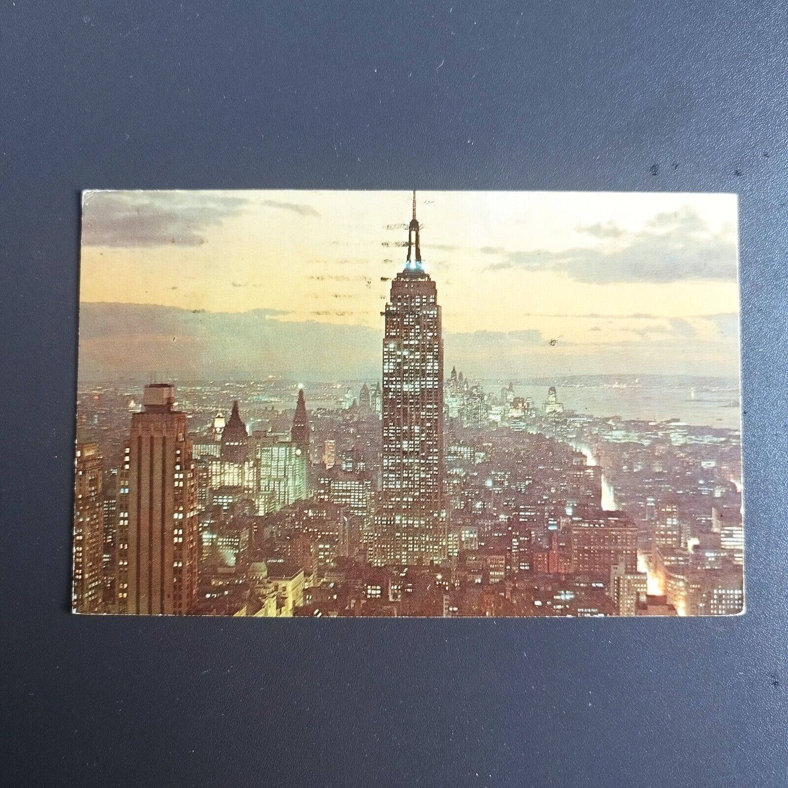 Postcard New York City Empire State Building Panoramic sunset view - 1973