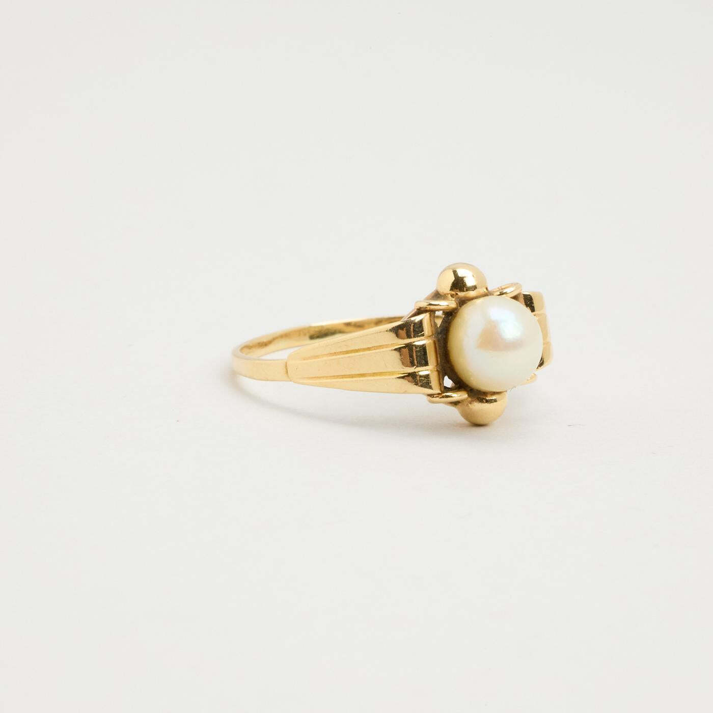 Ring with and pearl in 14K Gold size 6 | Real Genuine Gold | Premium