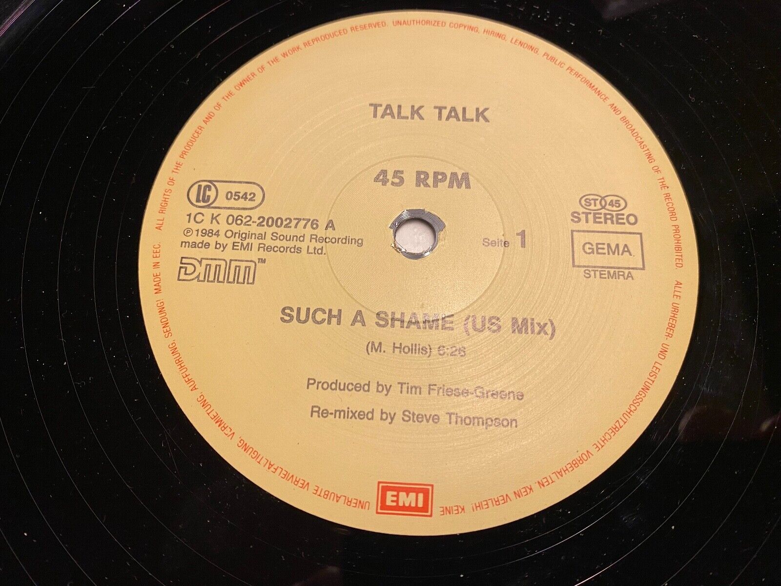 TALK TALK "SUCH A SHAME / IT´S MY LIFE" US MIX EMI RECORDS 1984 W GERMAN DMM 12