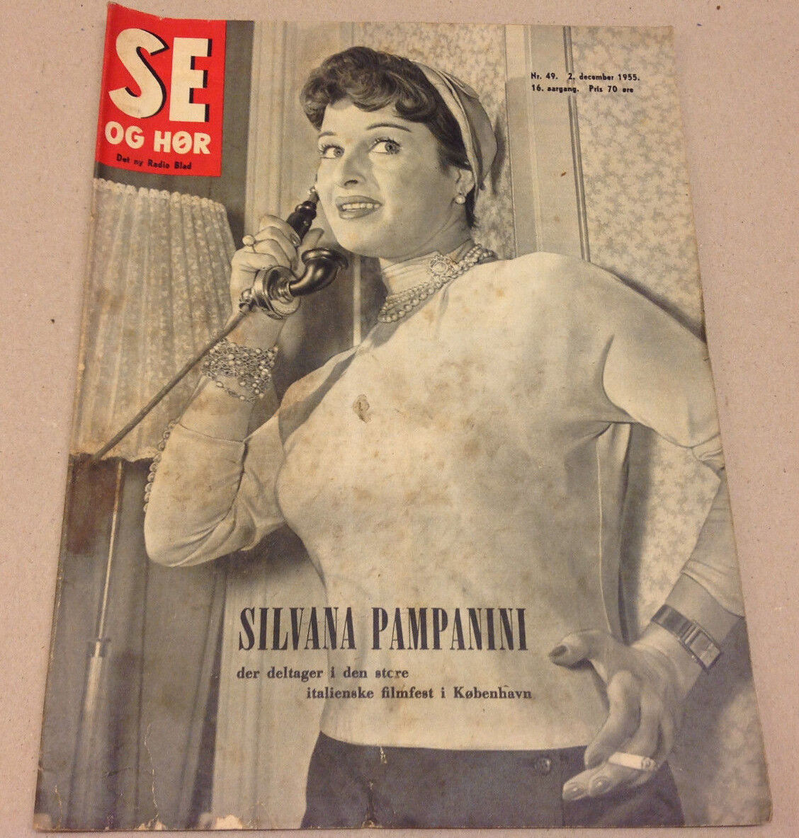 SILVANA PAMPANINI COPENHAGEN VISIT ON FRONT COVER VINTAGE Danish Magazine 1955