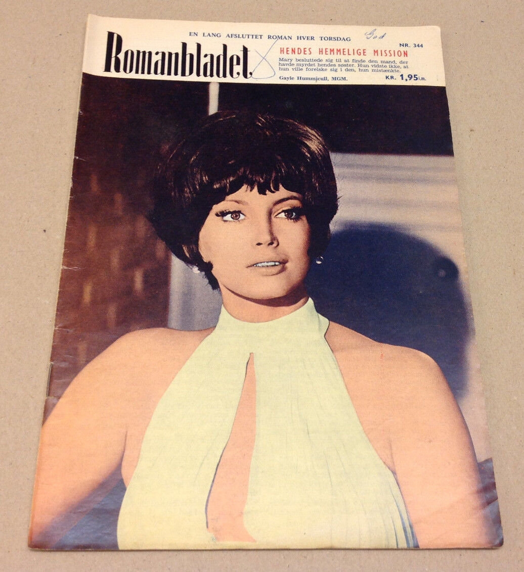 GAYLE HUNNICUTT ON FRONT COVER VINTAGE Danish Novelle Romanbladet Magazine 1970