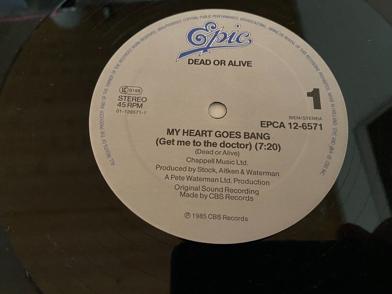 DEAD OR ALIVE "MY HEART GOES BANG (GET ME TO THE DOCTOR)* 1985 EPIC 12 MAXI RARE