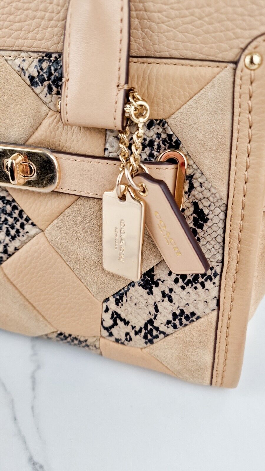 Coach Swagger 27 Patchwork Beechwood Patchwork Snake Embossed Leather 37188