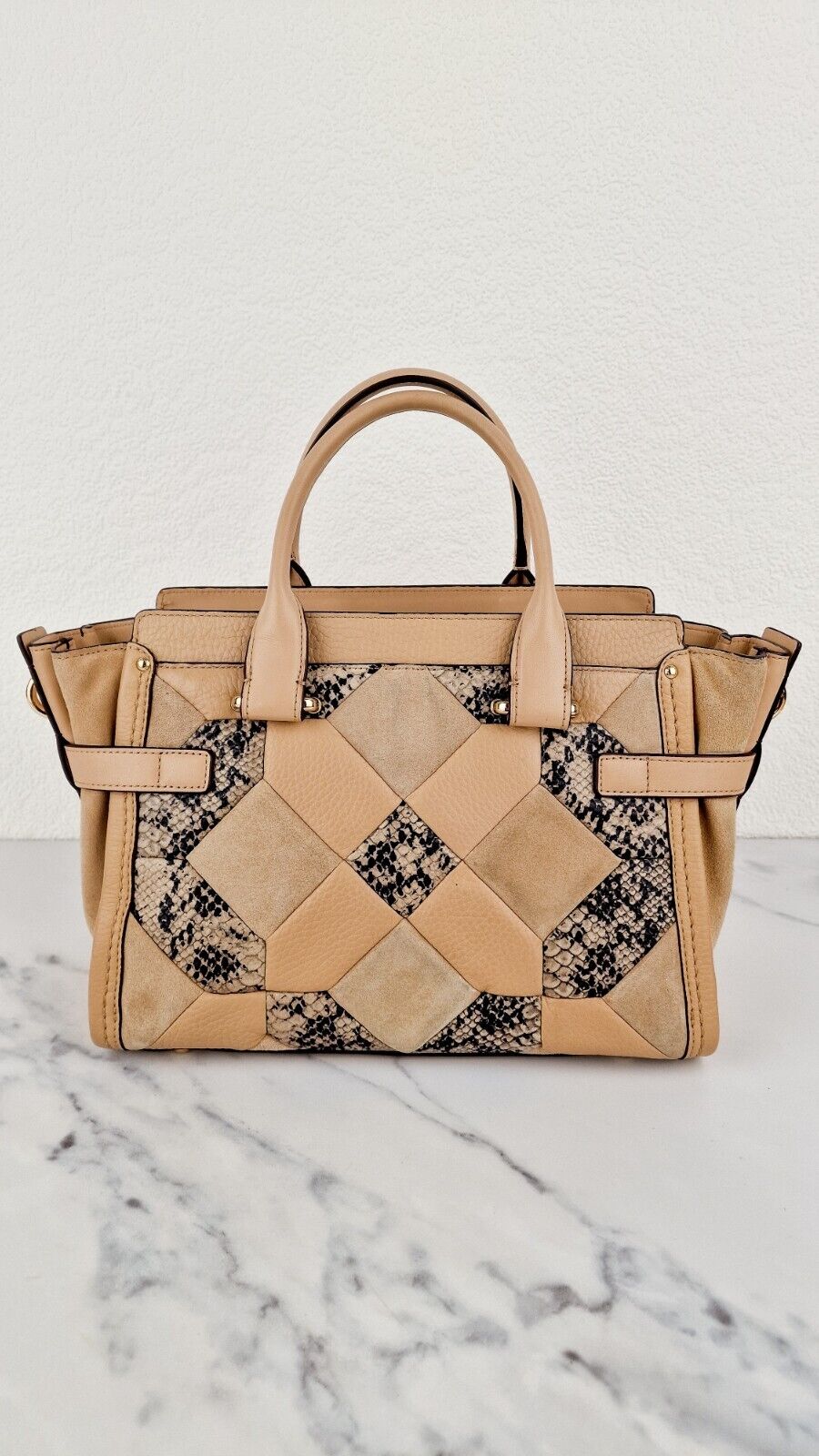 Coach Swagger 27 Patchwork Beechwood Patchwork Snake Embossed Leather 37188