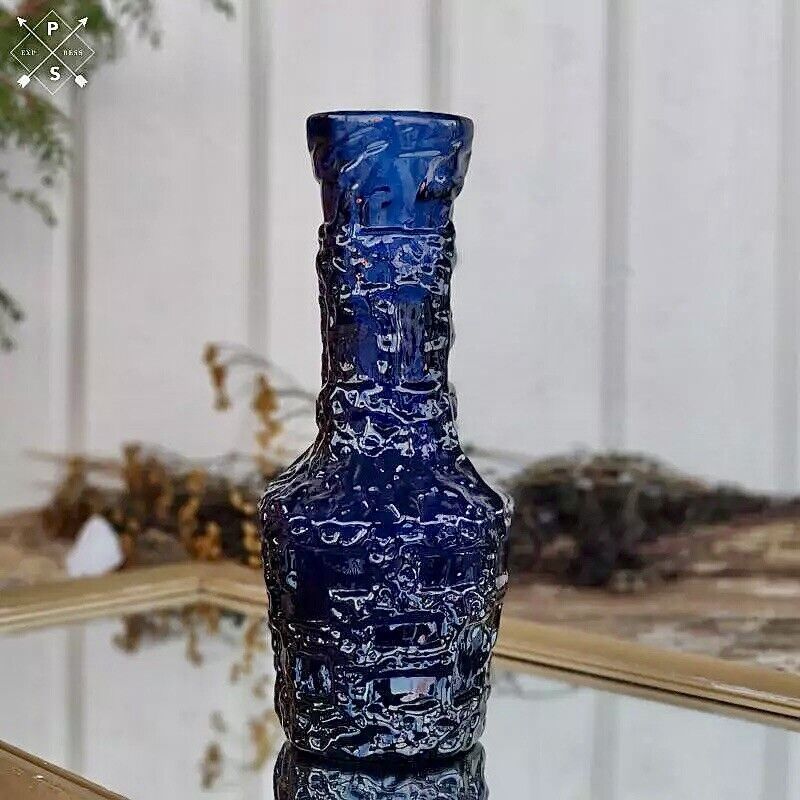 Rare Vinatge Ruda Glassworks Göte Augustsson Cobolt Dark Blue Vase Handmade Art