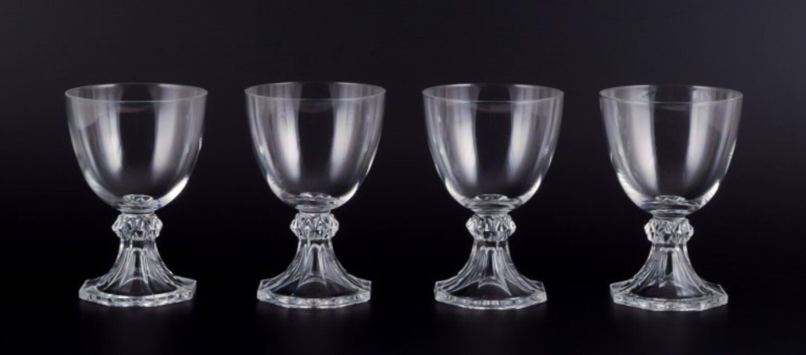 Val St Lambert Belgium Set of four red wine glasses in clear crystal glass