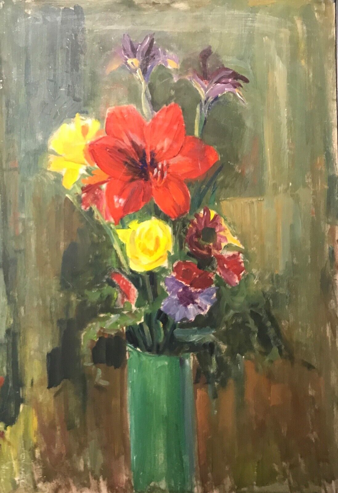 FLOWERS IN GREEN VASE