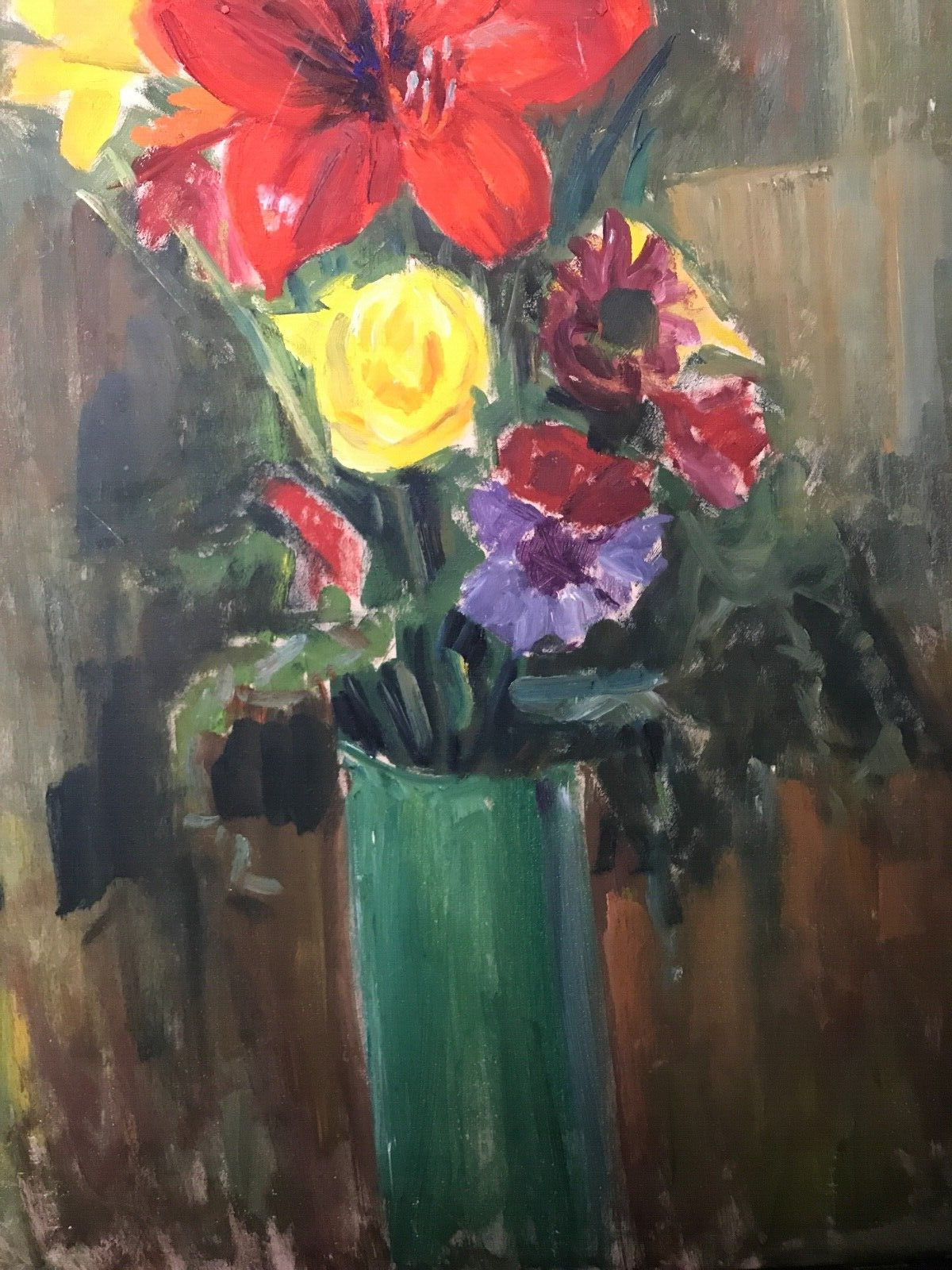 FLOWERS IN GREEN VASE