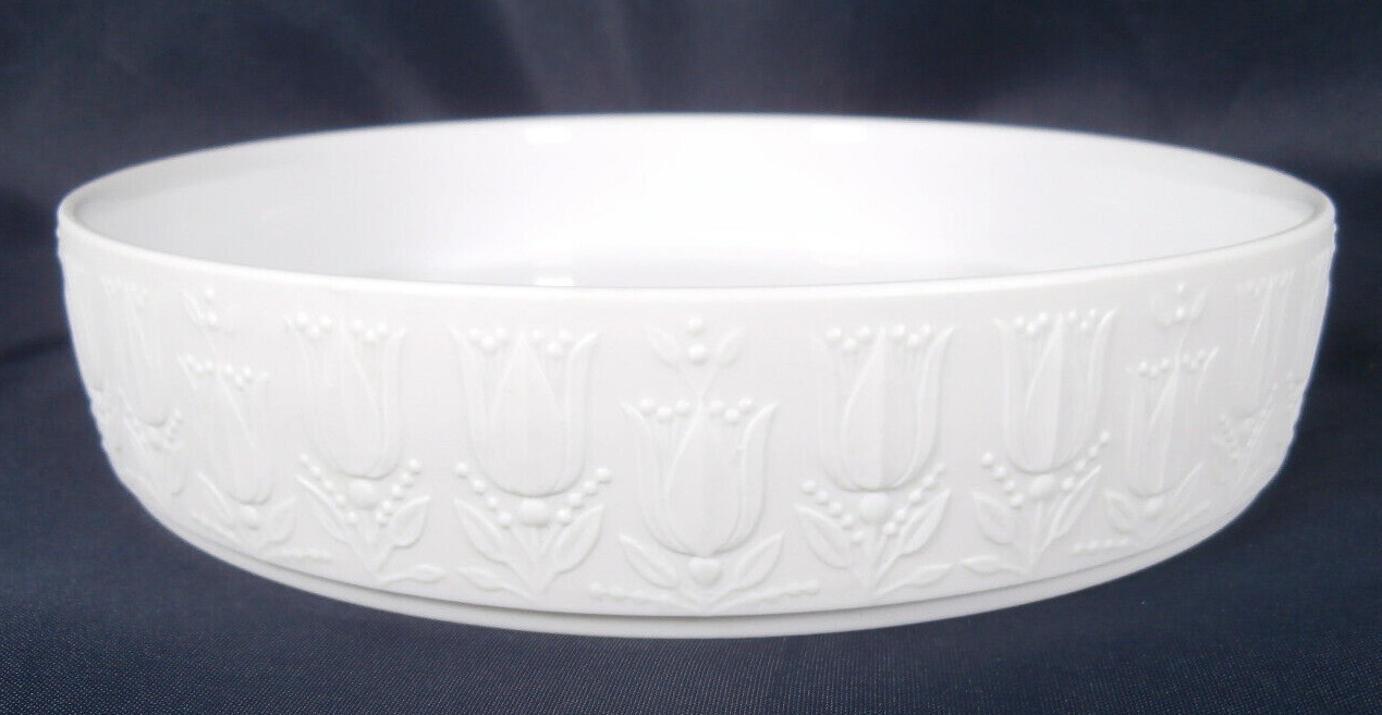 💥 Vintage Rosenthal Bjorn Wiinblad white low bowl flowers Tulip Design 7.5"