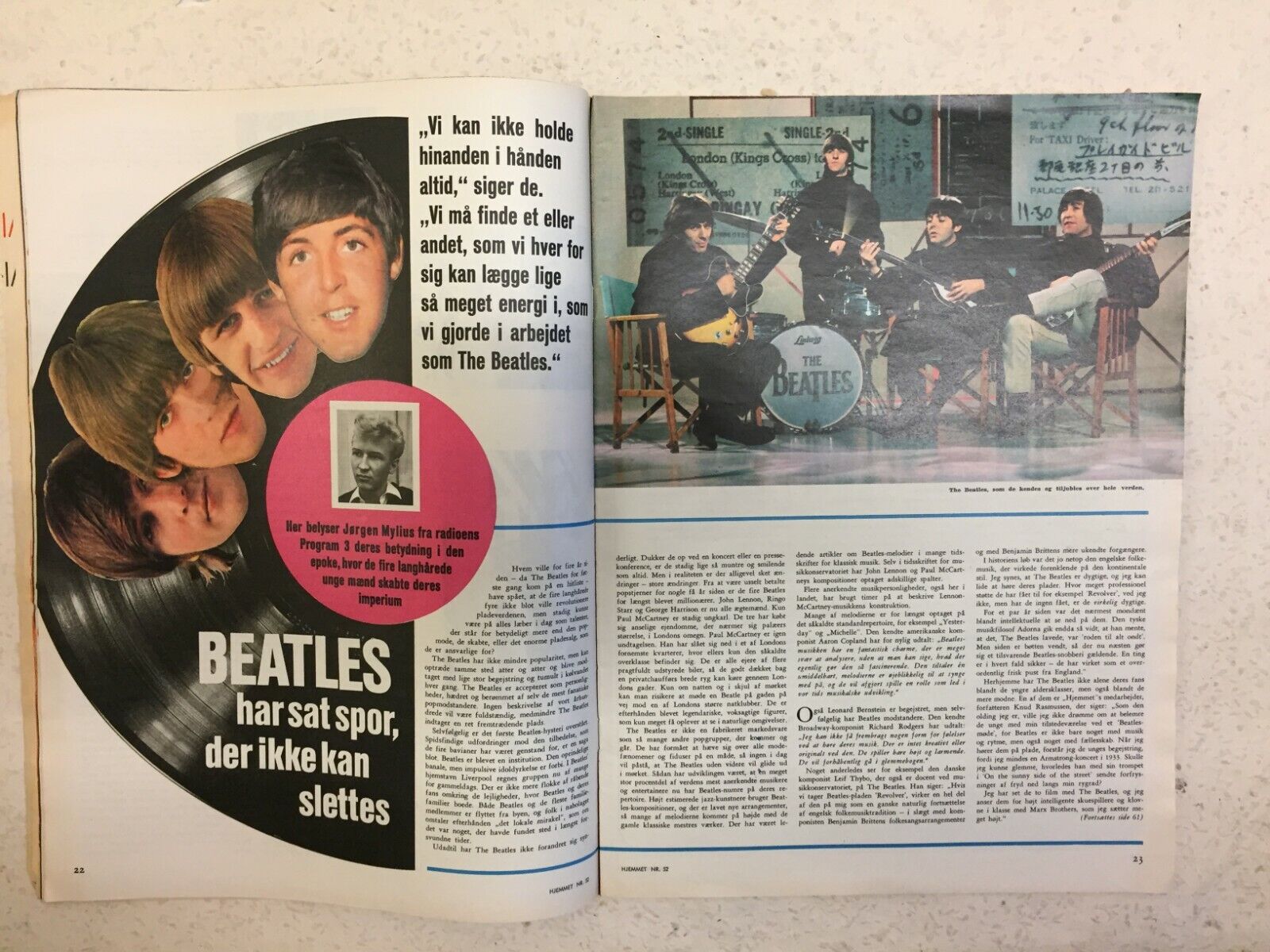 The Beatles John Lennon Poul McCartney Danish Vintage Magazine Hjemmet 1966