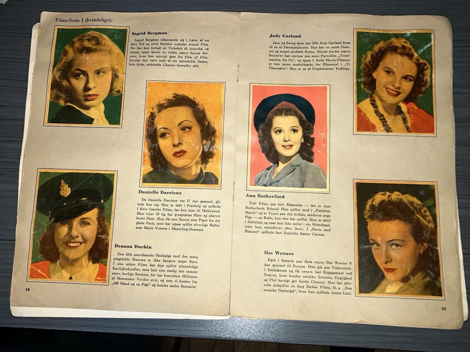 1940 Hjemmets Collectors Album Complete Set 60 Cards Judy Garland Ingrid Bergman