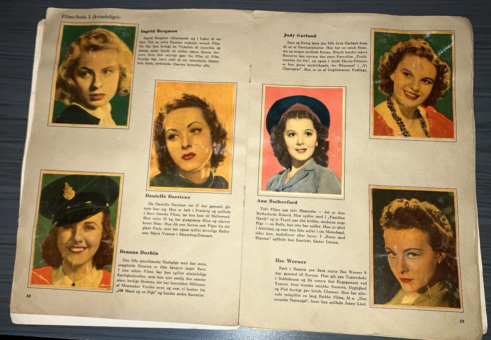 1940 Hjemmets Collectors Album Complete Set 60 Cards Judy Garland Ingrid Bergman